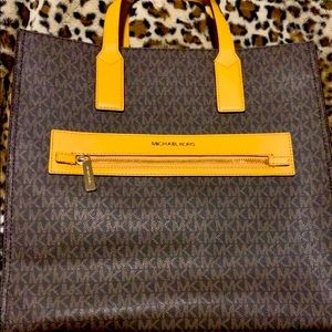 Michael Kors Kenly Marigold PVC Large NS Tote Shoulder Computer Handbag Purse